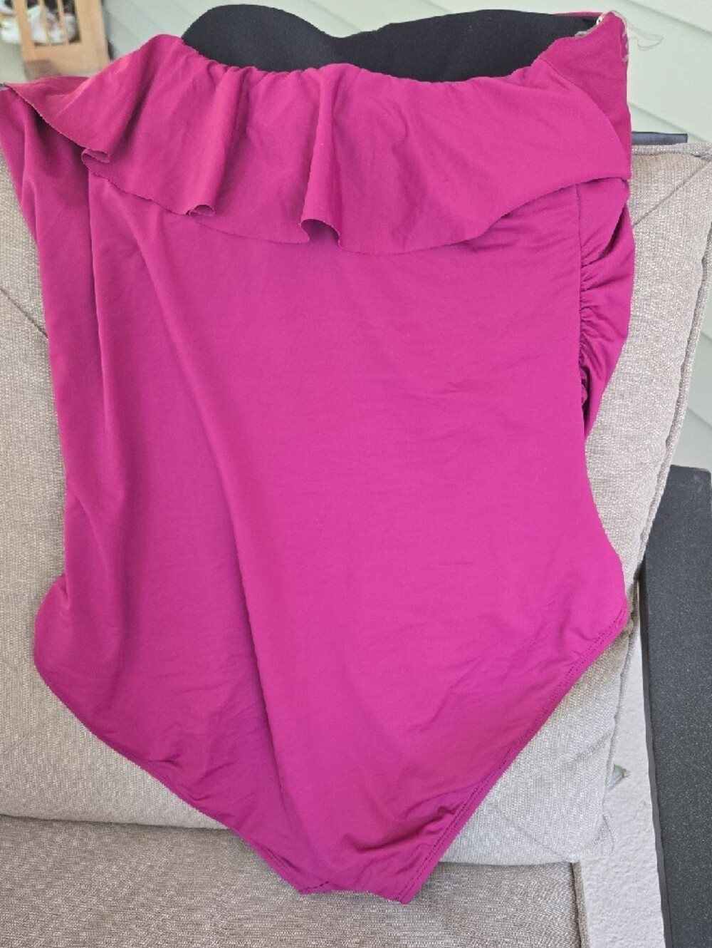 Fuchsia One-Shoulder Ruffle Swimsuit - Picture 2 of 2